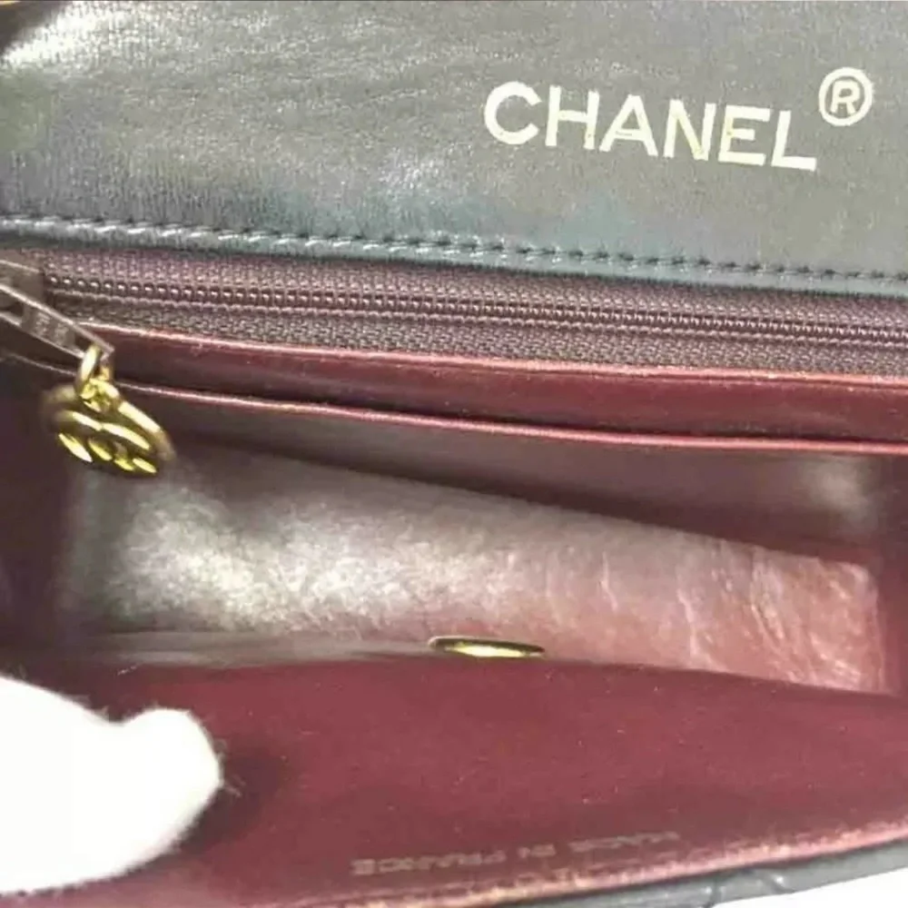 CHANEL Classic Leather Mini Flap Bag: 24k Gold Chain Crossbody Bag - Picture 9 of 14